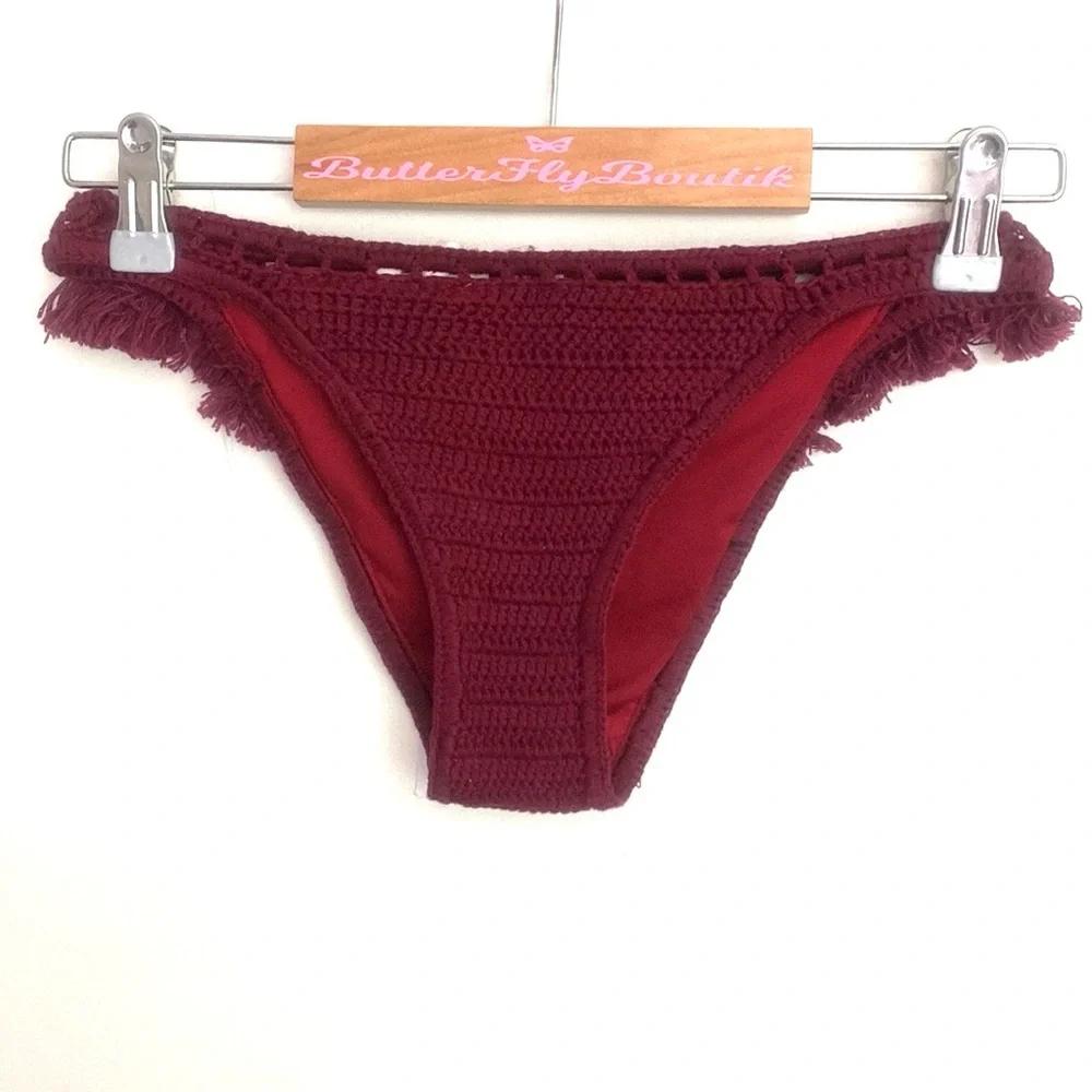 (A11)‎ Suboo Castaway Crochet Bikini Bottom ONLY in PLUM, Size Small, NWT